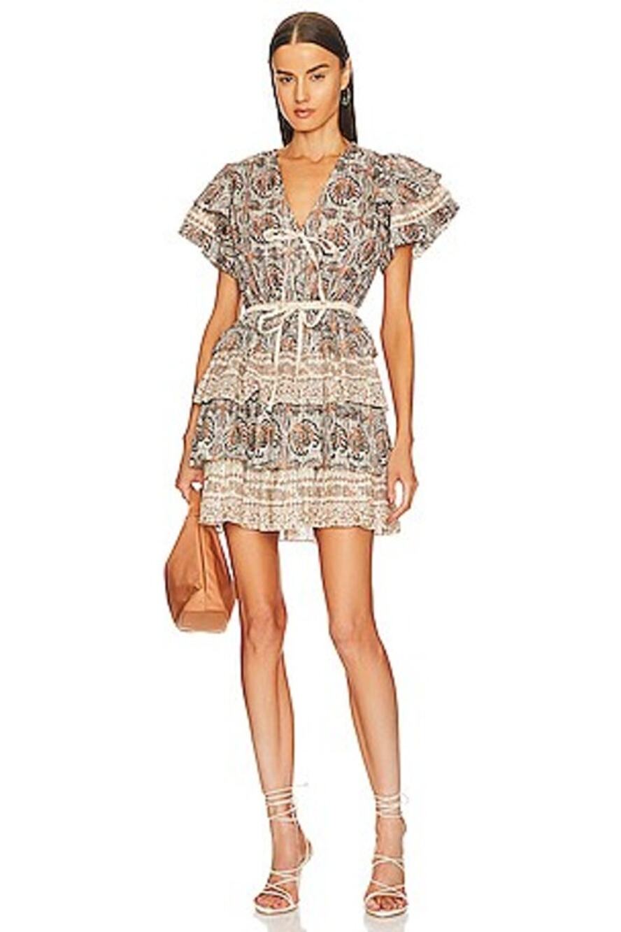 Ulla Johnson Kaitlyn Dress Yarrow Mini Short Sleeve Tiered Ruffle Skirt 6